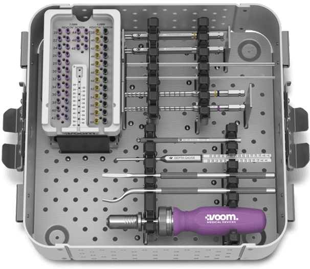 Full Revcon™ Screw System guided instrumentation tray