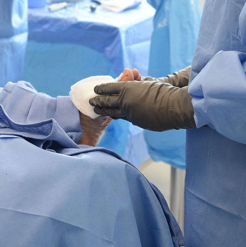 In surgery with a Bunionplasty® patient.
