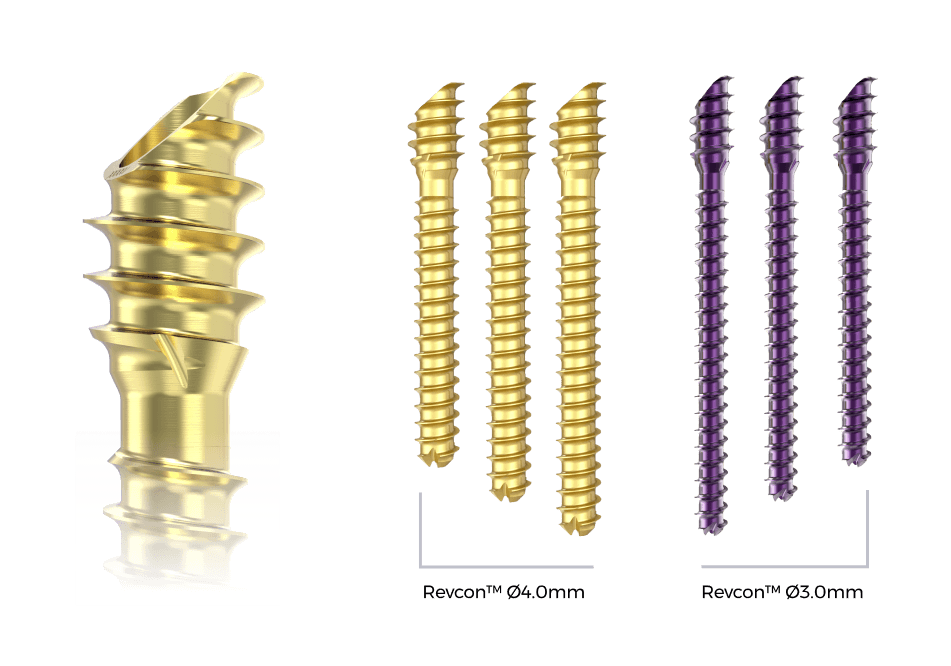 Revcon™ Neutra screw detail & family views